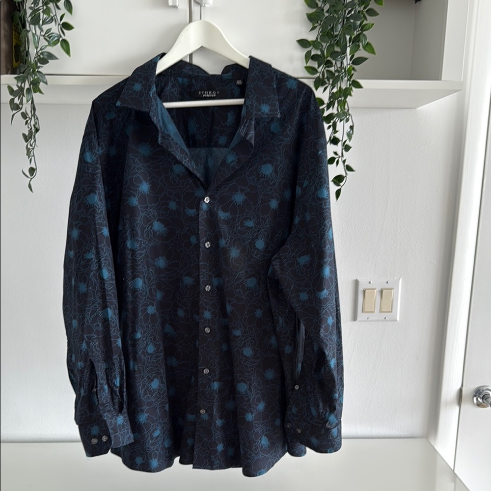 Stylish Navy Patterned Men's Shirt